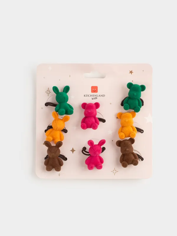 Шаш байламы, 3 см, 8 дана, полиэстер / пластик, түрлі-түсті, Аю/Қоян, Gracile, image-3