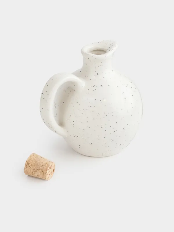 Емкость для масла или уксуса, 340 мл, с ручкой, керамика/пробка, молочная, в крапинку, Speckled black, image-4