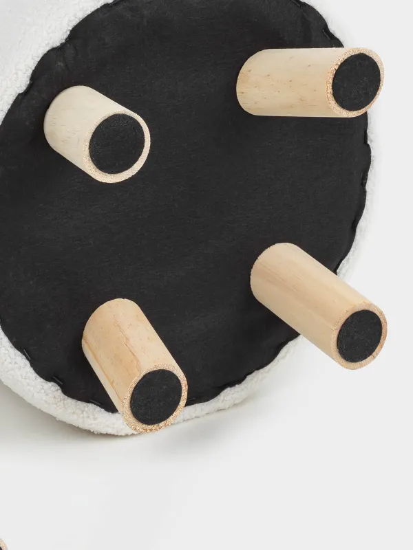 Пуфик-домик для животных, 33х40 см, на ножках, букле/дерево, молочный, Boucle, image-3