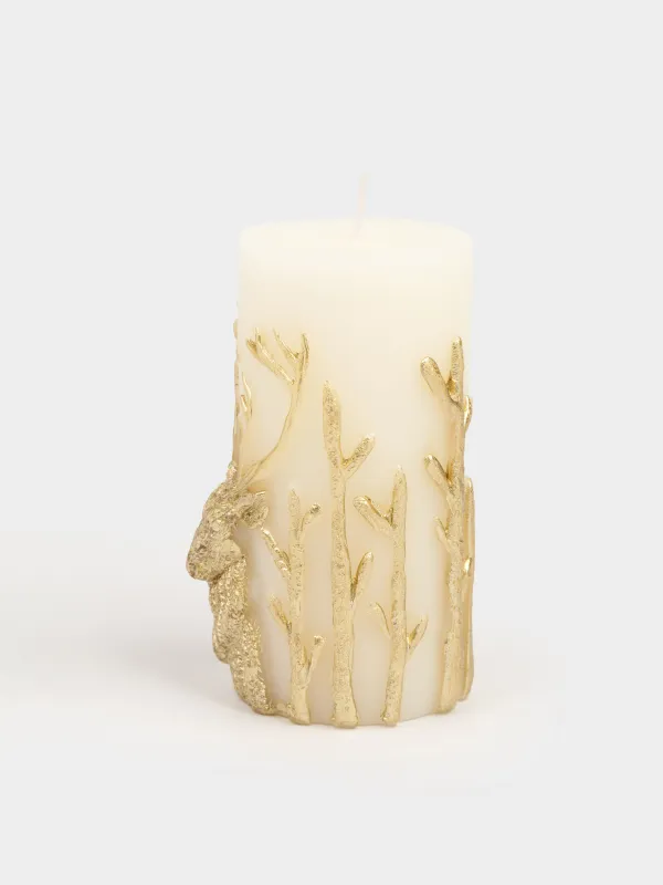 Свеча, 6x12 см, цилиндрическая, молочная, Олень, Deer candle, image-2