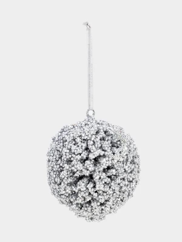 Шырша ойыншығы, 10 см, пенопласт, күміс, Шар, Ball sparkle, image-1
