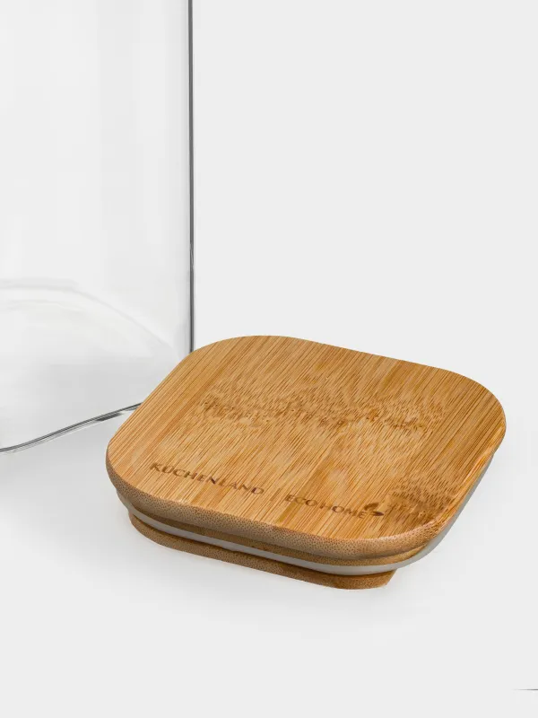 Сусымалы өнімдерге арналған банкіі, 750 мл, шыны/бамбук, шаршы, Home made, image-3