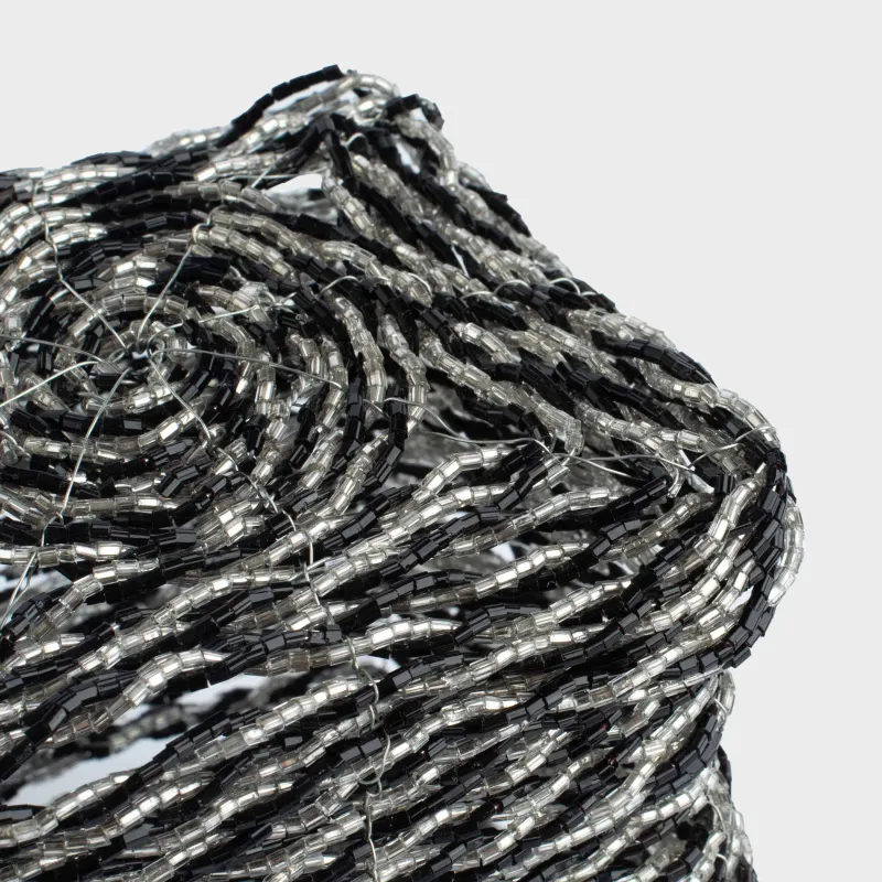 Қобдиша, 10х10 см, моншақ, қара-күміс, Shiny beads, image-4