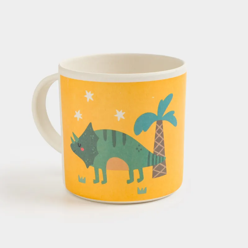 Саптыаяқ, балаларға арналған, 350 мл, бамбук, сары, Динозавр және пальма, Dino, image-4