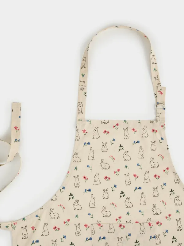 Фартук, 70х80 см, хлопок, молочный, Кролики и цветы, El flora rabbit, image-4