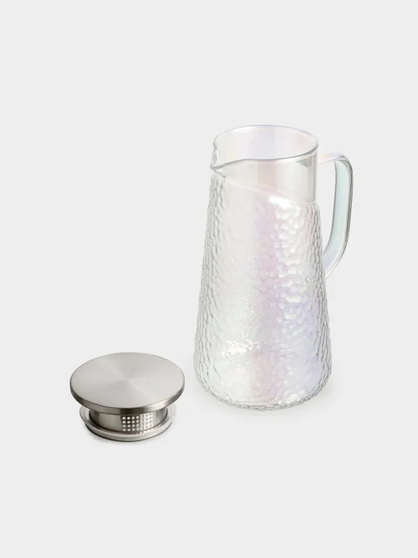 Құмыра, 1,2 л, сүзгі қақпағы, пайдаланылған шыны/болат, меруерт, Ripply polar, image-1