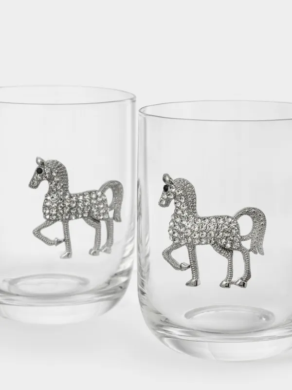 Стакан для виски, 10 см, 340 мл, 2 шт, стекло/металл, Серебристая лошадь, Lux elements, image-4