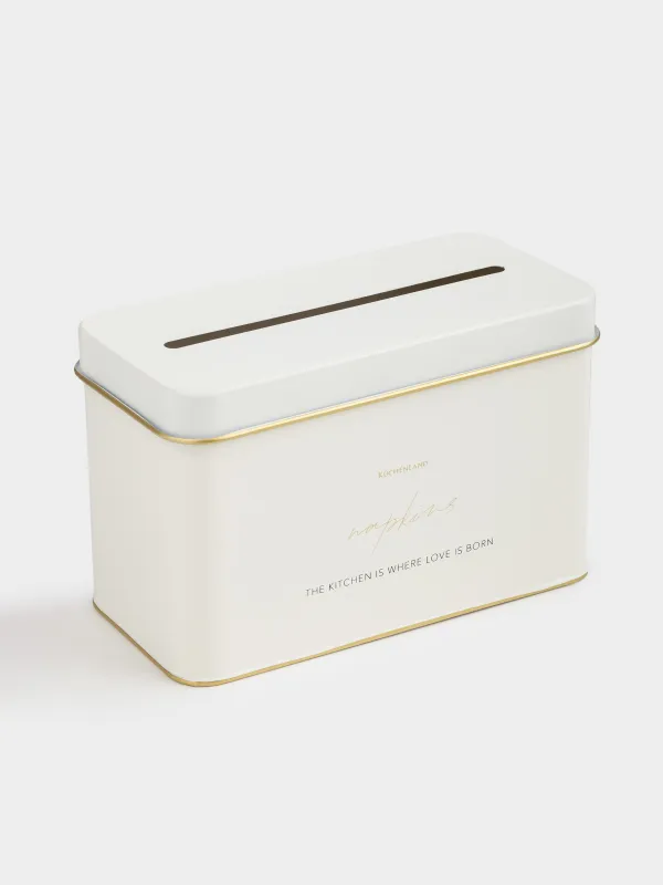 Бокс для бумажных салфеток, 22х12 см, металл, молочно-золотистый, Autograph, image-2