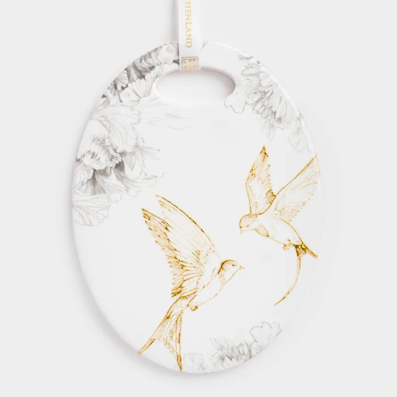 Ыстыққа арналған тұғыр, 15х20 см, керамика/тығын, сопақ, ақ, Дизайн, Paradise garden