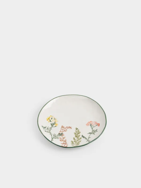 Тіскебасар тәрелкесі, 20 см, фарфор N, сүт түстес, Кракелюрдегі шалғынды гүлдер, Floral meadow, image-1