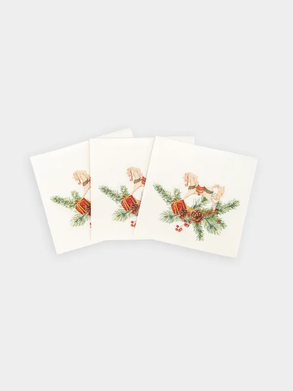 Қағаз майлықтар, 21х21 см, 20 дана, төртбұрышты, ақ, Жылқы, Christmas miracle classic, image-1