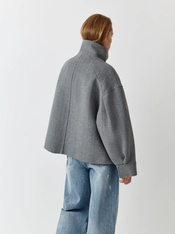 Әйелдер пальтосы, қысқартылған, өлшемі M/L, жүн/полиэстер, сұр, Panella, image-4