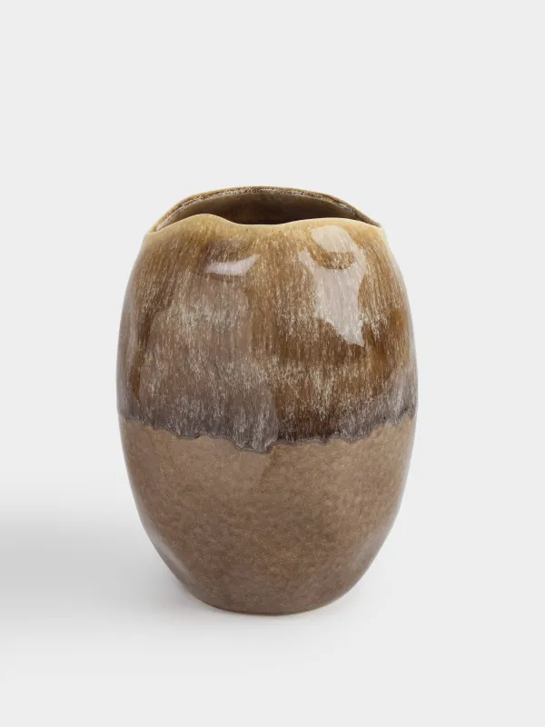 Гүл вазасы, 30 см, керамика, қоңыр, Жиегі тегіс емес, Antic, image-0