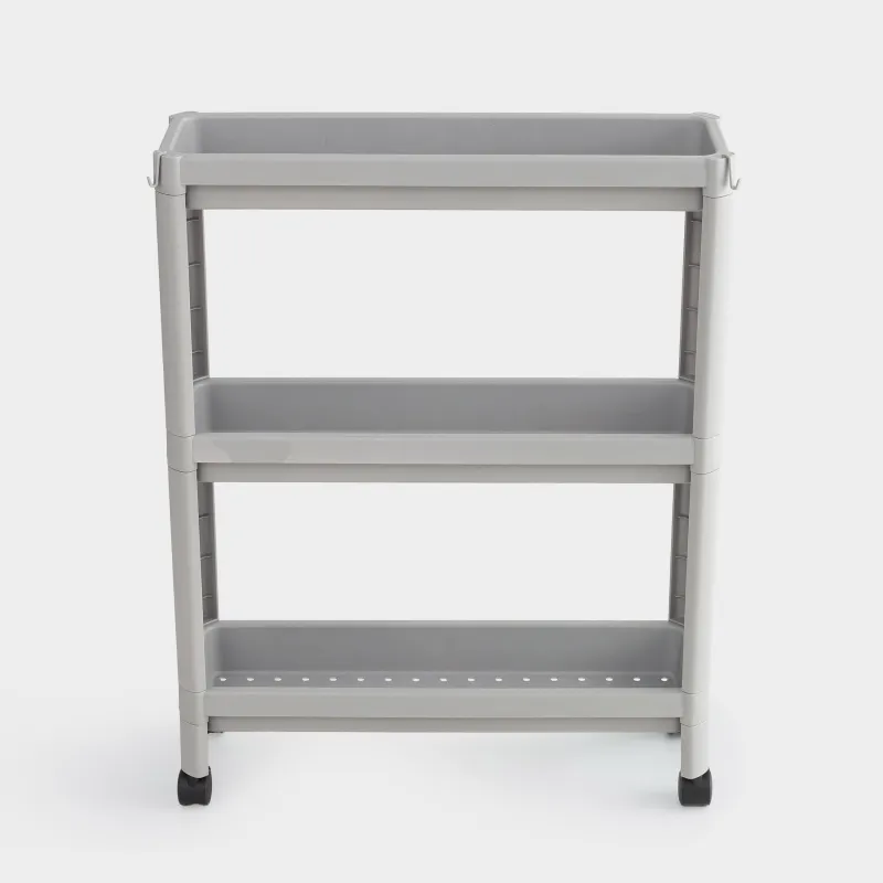 Этажерка, 3-х ярусная, 58х18х75 см, пластик, серая, Grating, image-10