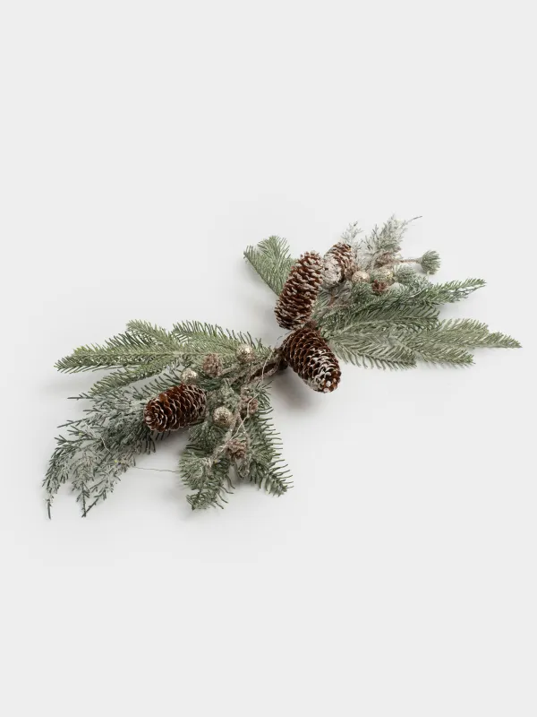 Сәндік композиция, 60 см, жарықтандырылған, пластик, Шампан жидектері мен қылқан инелер, Conifer champagne, image-3