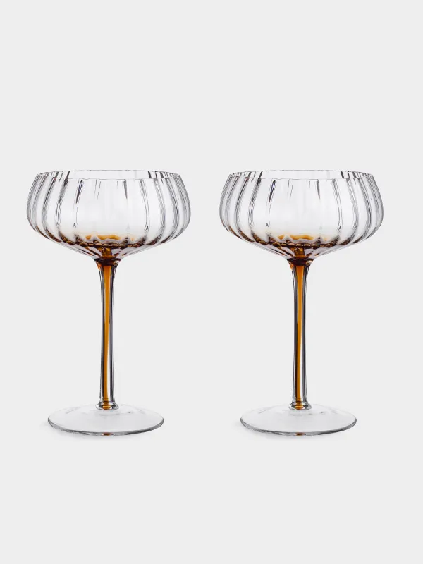 Бокал-креманка для шампанского, 270 мл, 2 шт, стекло, коричневый градиент, Felino, image-0