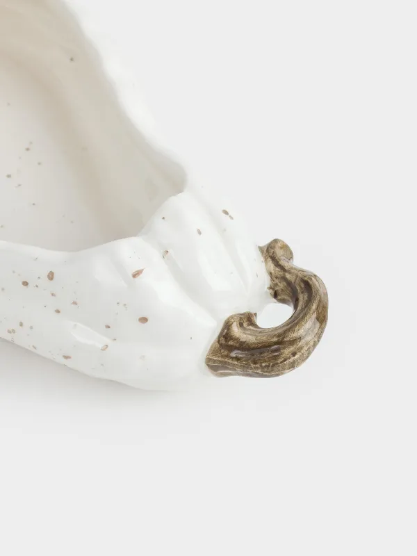 Кәмпит ыдысы, 24х15 см, 480 мл, керамика, сүт түстес, дақты, Асқабақтағы кірпі, Slight frost, image-4