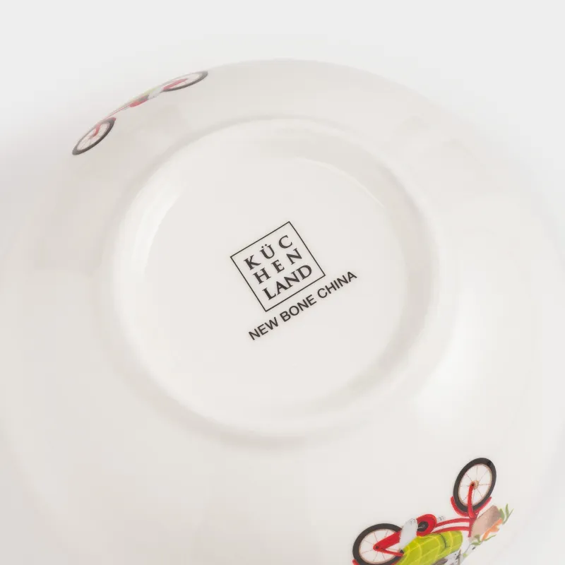 Балаларға арналған сорпа тәрелкесі, 13х6 см, фарфор N, ақ, Велосипедтегі қоян, Ideas life, image-3