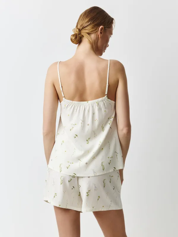 Әйелдерге арналған топ, үйге арналған, өлшемі S, белдіктері бар, вискоза, сүт түстес, Amina, image-3