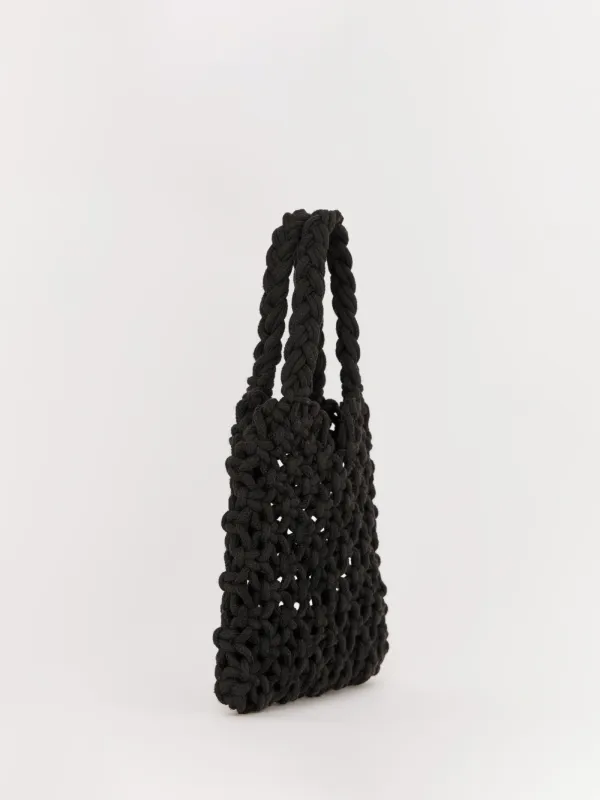 Сумка пляжная, 33х21 см, плетеная, хлопок, черная, Stintino, image-1