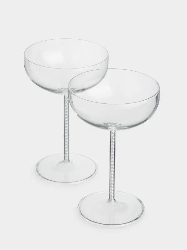 Шампан бокалы, 300 мл, 2 дана, інжу-маржаны бар, шыны/пластик, Crystal pearl, image-2