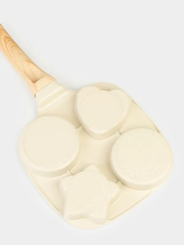 Сковорода для яиц и оладий, 19 см, 4 отд, с покрытием, алюминий, молочная, Фигуры, Sentimentality, image-2