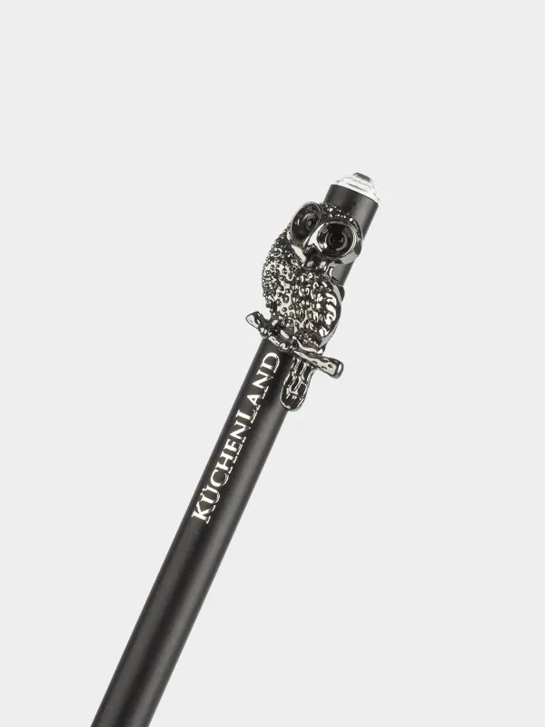 Карандаш, 18 см, чернографитный, с фигуркой, черный, Сова, Draw figure, image-2