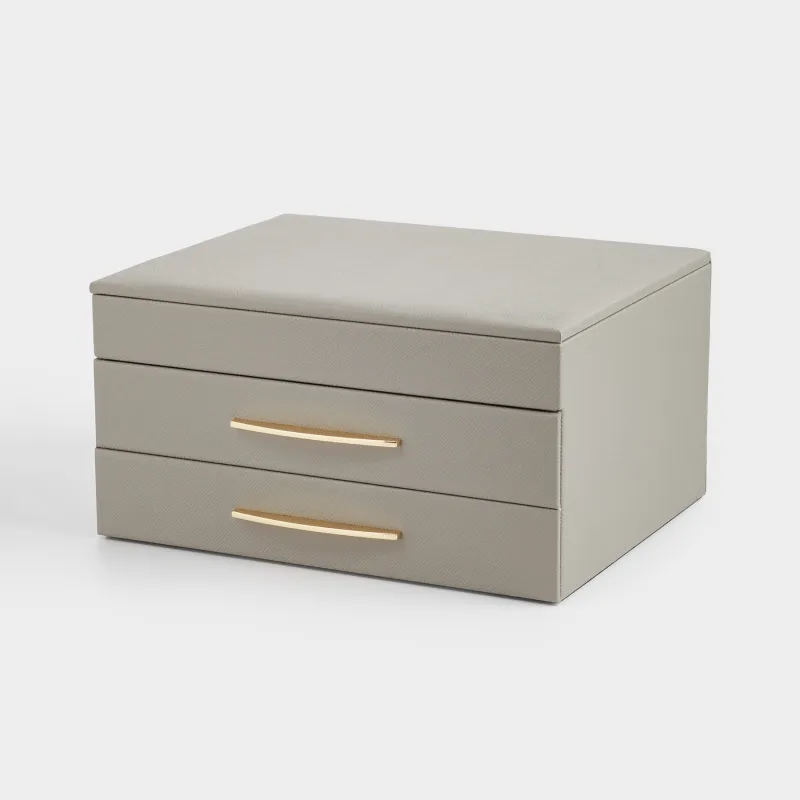 Зергерлік қорап, 27х14 см, жасанды былғары/МДФ, сұр, Premiere