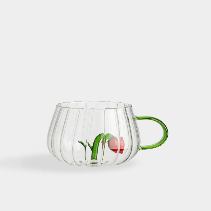 Саптыаяқ, 400 мл, шыны Б, жасыл тұтқа, Құлпынай, Camellia decor, image-1