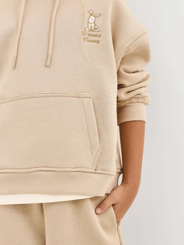 Балаларға арналған худи, өлшемі 116 см, қыздарға арналған, мақта/полиэстер, сарғылт-қоңыр, Құлақ, Abia, image-2