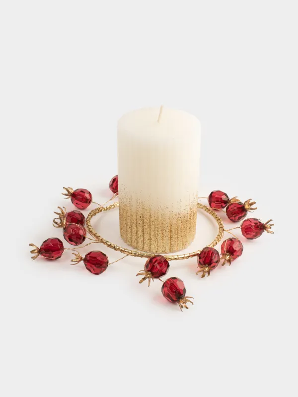 Сәндік гүл шоғы, 10/18 см, шай шамына арналған, металл/пластик, Қызыл анарлар, Garnet decor, image-4