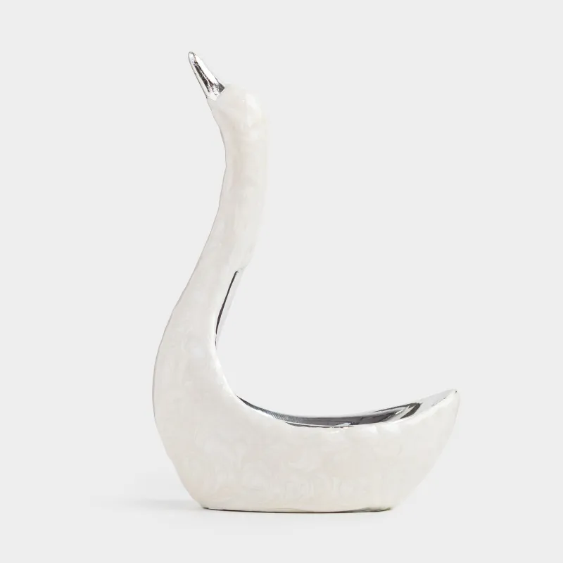 Зергерлік бұйымдарға арналған ұстағыш, 10 см, полирезин, күміс інжу, Аққу, Fantastic, image-0