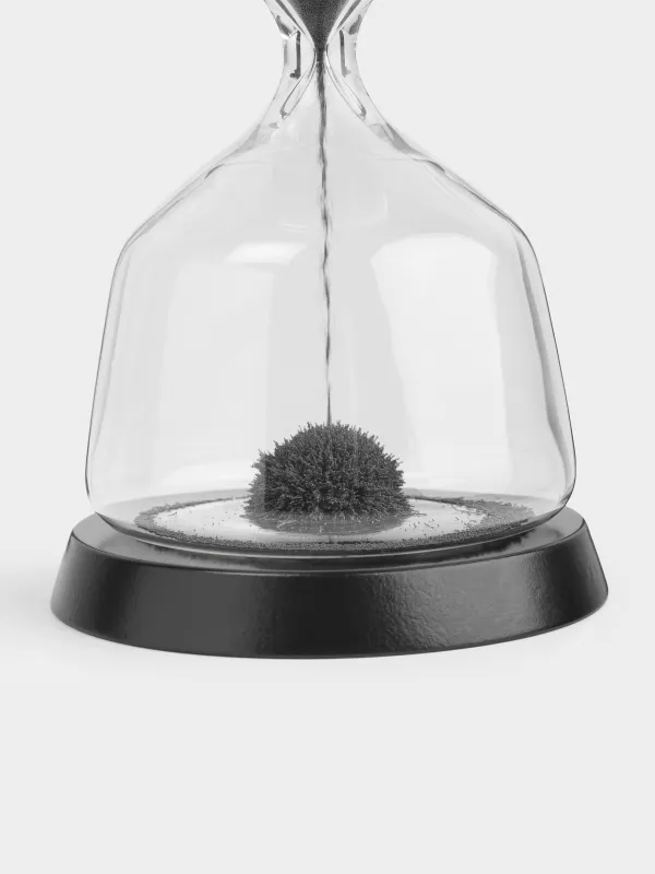 Құм сағат, 17 см, 1 минут, магнитті, тұғырда, шыны/ағаш, сұр, Sand time, image-3