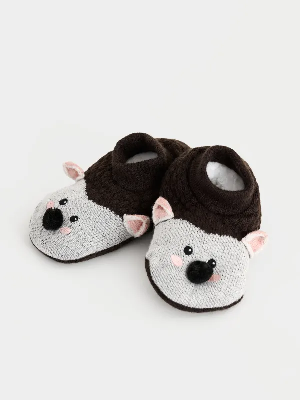 Балалар шұлықтары, үйге арналған, өлшемі 27-29, акрил/шерпа, қоңыр, Кірпі, Funny warm, image-5