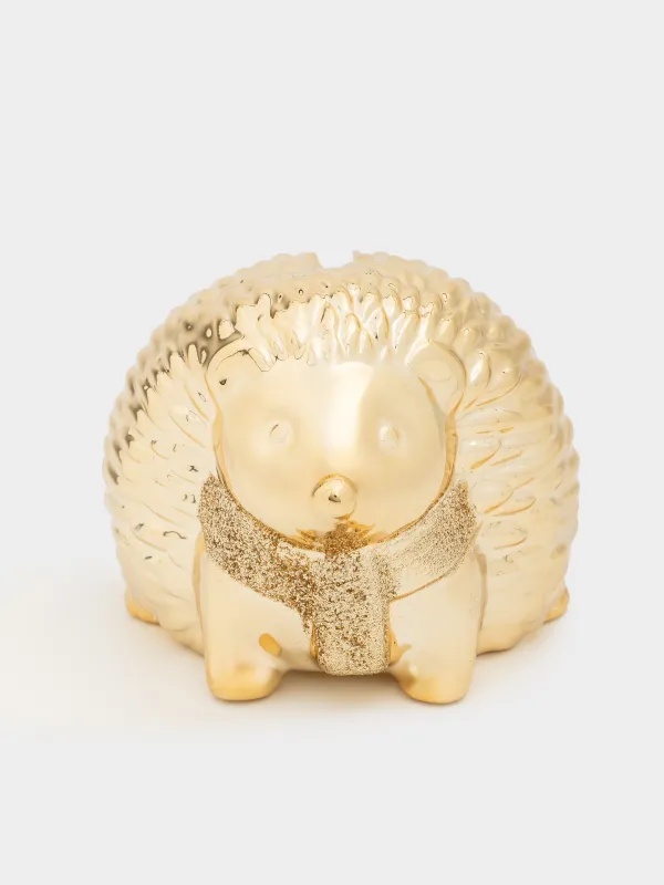 Копилка, 12 см, фарфор P, золотистая, Еж, Hedgehog gold, image-4