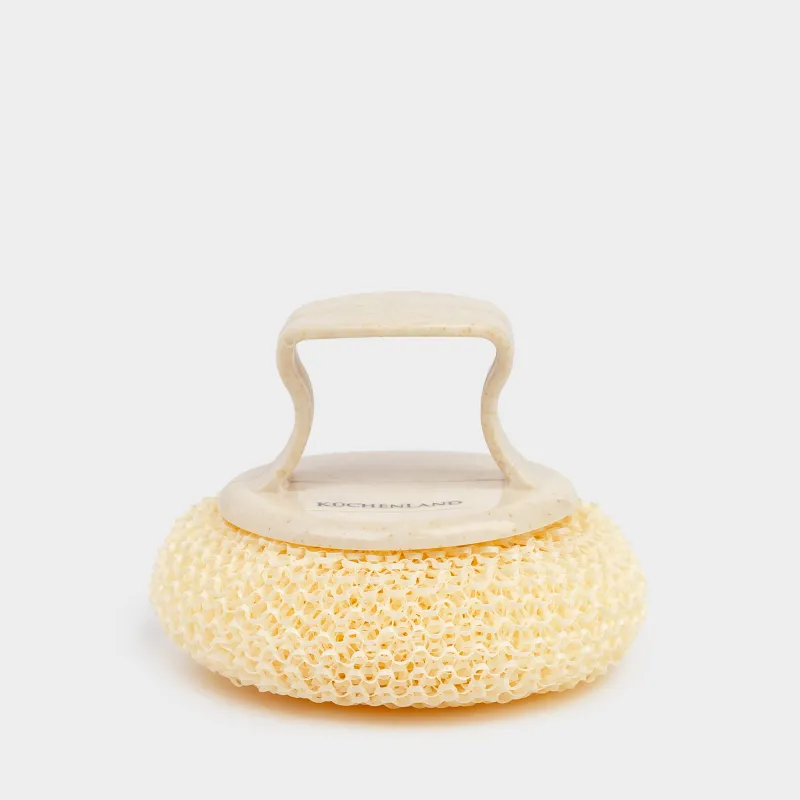 Губка для уборки, 8 см, с коротким держателем, растительное волокно/пластик, бежевая, Clean