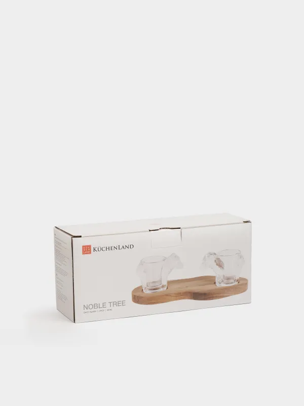 Стопка, 40 мл, 2 шт, на подставке, стекло/дерево, Медведь, Noble tree, image-4