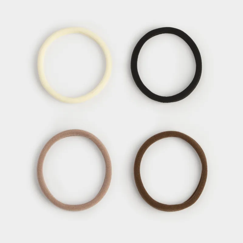 Шаш резеңкесі, 6 см, 12 дана, полиэстер, ақ/қара/қоңыр/сарғылт-қоңыр, Hair basic