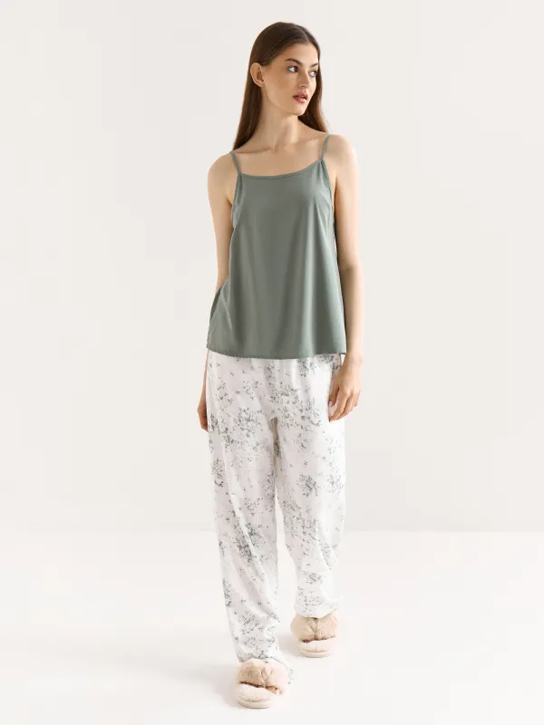 Әйелдерге арналған топ, үйге арналған, өлшемі M, белдіктері бар, вискоза, сүт түстес, Гүлдер, Arsinoa, image-6