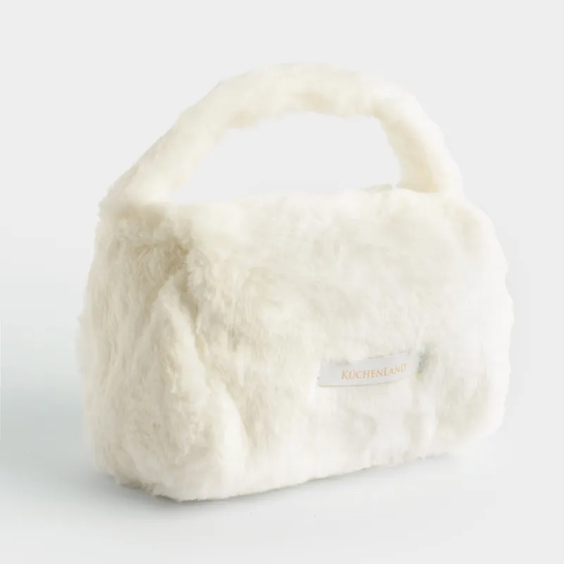 Косметичка, 19х21 см, с ручкой, полиэстер, молочная, Beauty plush, image-2