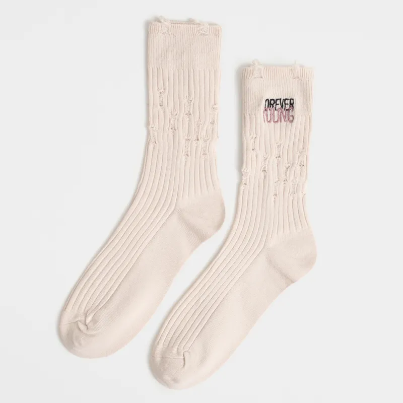 Әйелдер шұлықтары, өлшемі 36-38, жыртылған әсері бар, мақта/полиэстер, сүт түстес, Дизайн, Rubchik grunge