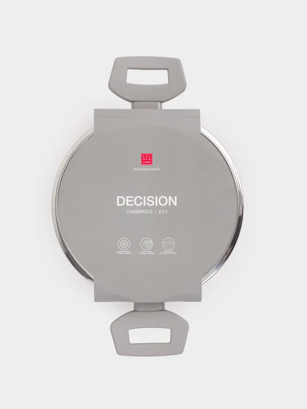 Кастрюля, 20 см, 2,3 л, с крышкой, с покрытием, алюминий, бежево-серая, Decision, image-4