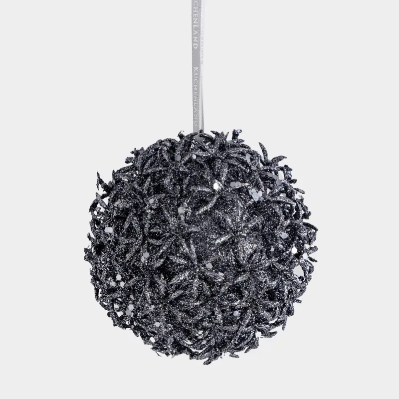 Игрушка елочная, 11 см, пластик, с блестками, графитовая, Фейерверк, Шар, Hedgehog ball