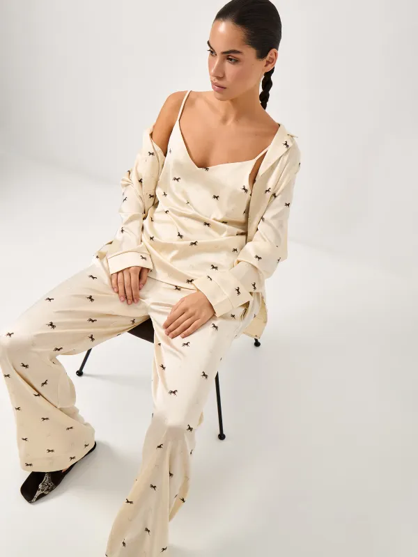 Әйелдер шалбары, үйге арналған, өлшемі XL, полиэстер/эластан, сүт түстес, Жылқы, Luanne, image-5