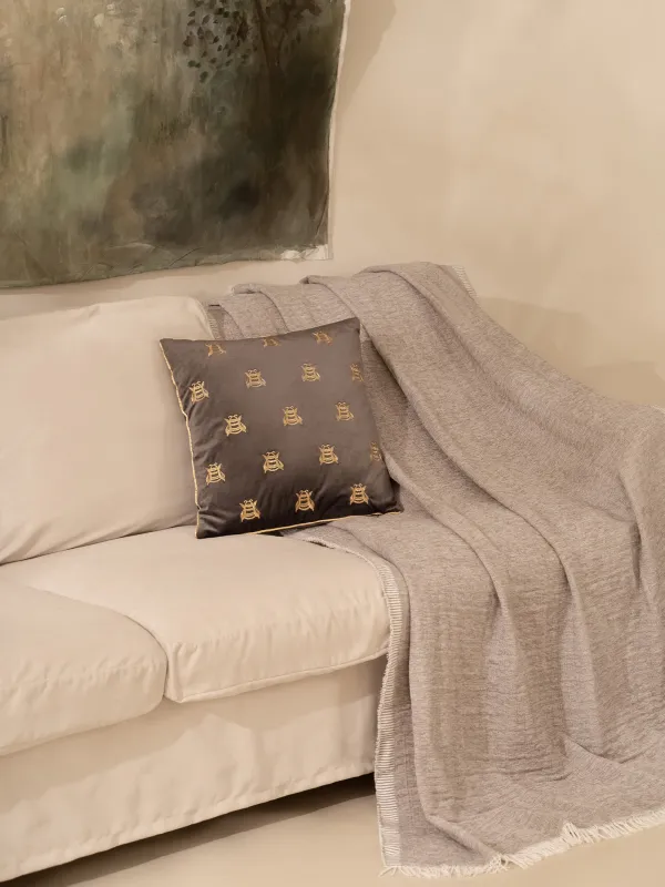 Плед, 130х170 см, с бахромой, шенилл, серый, Chenill, image-7