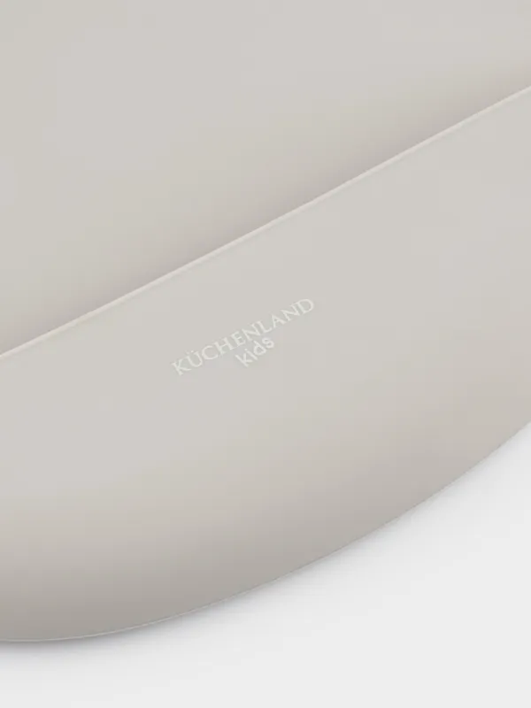 Нагрудник, детский, 30х21см, с карманом, силикон, серый, Kiddy, image-2