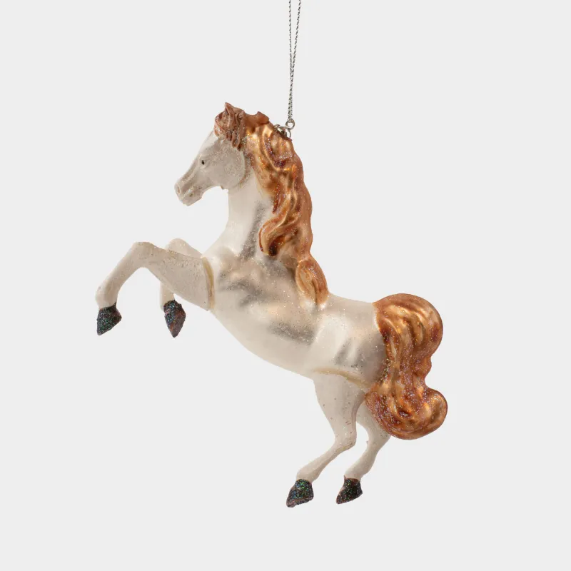 Шырша ойыншығы, 12х10 см, шыны, жылтырақтары бар, қоңыр, Жылқы, Figure horse