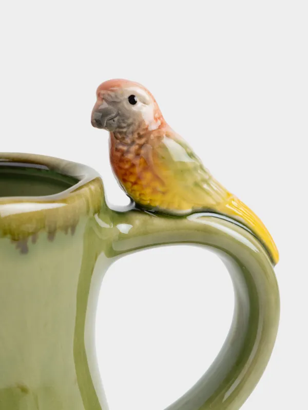 Саптыаяқ, 500 мл, керамика, жасыл, Тотықұс, Tropical bird, image-1
