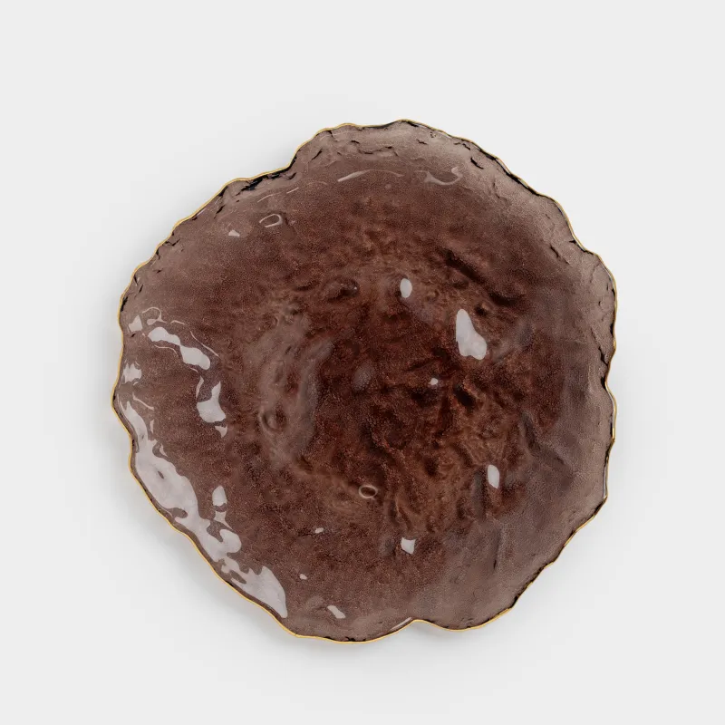 Ыдыс, 26х3 см, шыны, қоңыр, алтын жиегі бар, Nautilus color