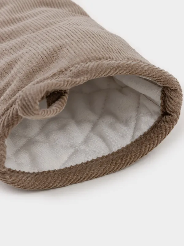 Прихватка-варежка, 14х29 см, в рубчик, вельвет/резина, коричневая, Moire kitchen, image-3